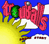 Trouballs title screen for GameBoy Color
